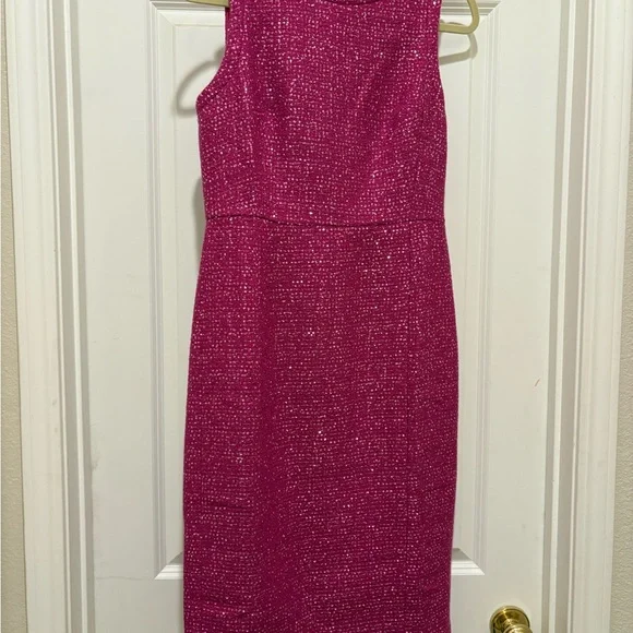 JCrew Pink Sleeveless Tweed Sequin Sheath Dress, size 6. NWT - Picture 2 of 7